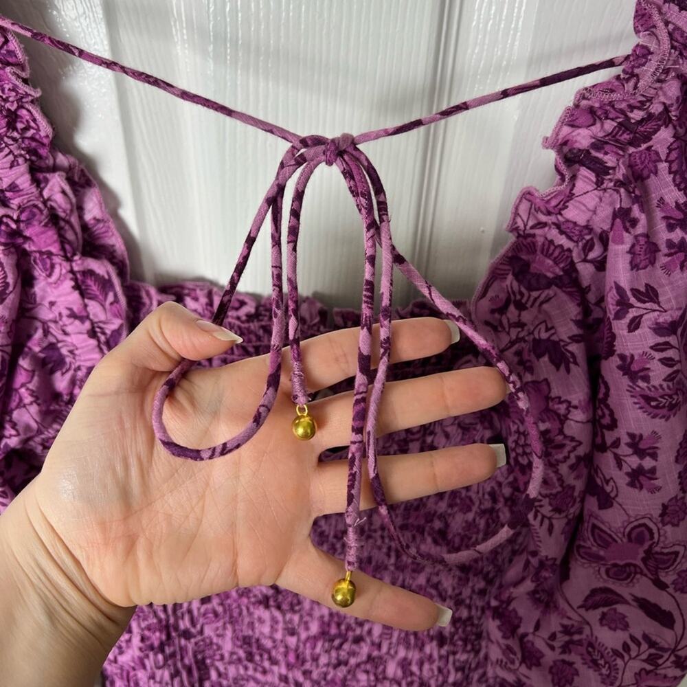 Free People Smock It To Me Mini Dress L Azalea Combo - Picture 7 of 9